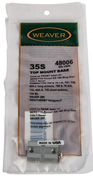 Weaver 48006 Top Mount Base 35S Silver for Remington/Ruger