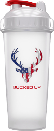 BUCKED UP SHAKER 28OZ WHITE & - USA FLAG LOGO BPA FREE