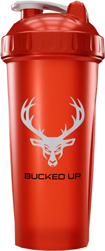 BUCKED UP SHAKER 28OZ - RED & WHITE BPA FREE