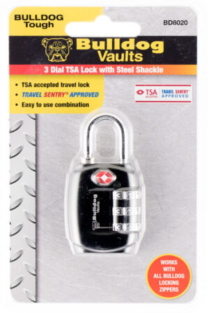 Bulldog BD8020 TSA Lock  Open With Combination Black Steel