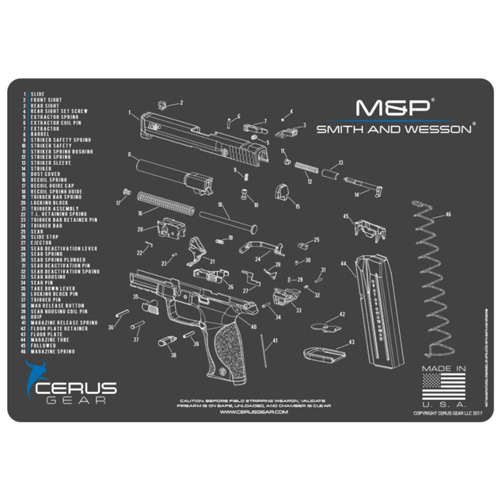 Smith & Wesson M&P Schematic Handgun Promat - Charcoal Gray/Cerus Blue