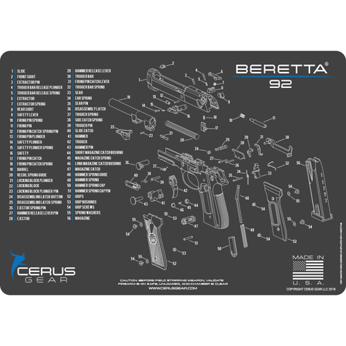 Beretta 92 Schematic Promat - Charcoal Gray/Cerus Blue