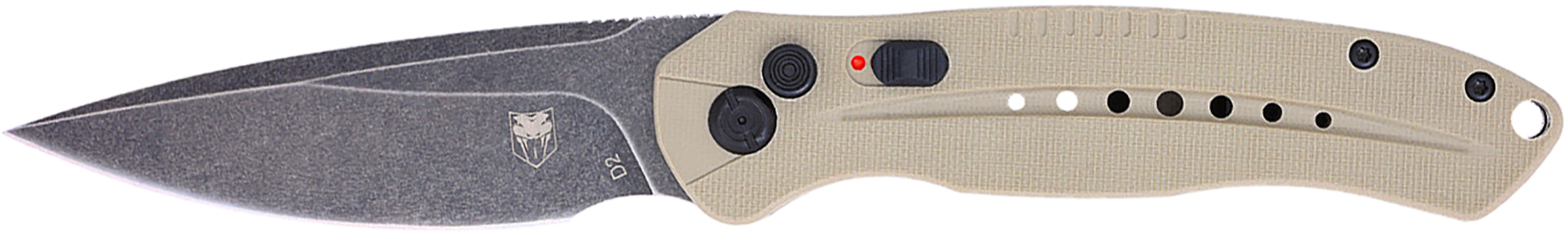 Cobratec Diablo Tan Auto Knife - Carbon Steel Blade