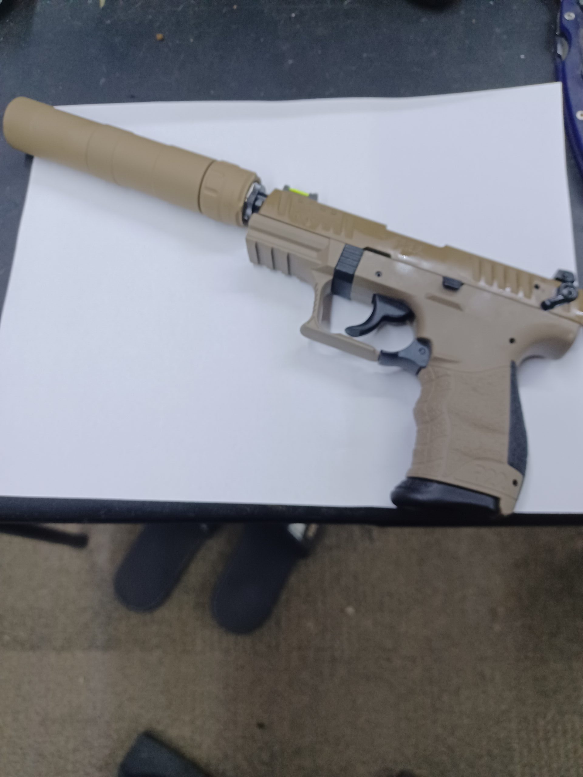 Walther P22 Tactical FDE with Rugged Mustang .22 Suppressor