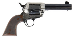 Cimarron Frontier 45LC Engraved Silver Revolver 4.75"