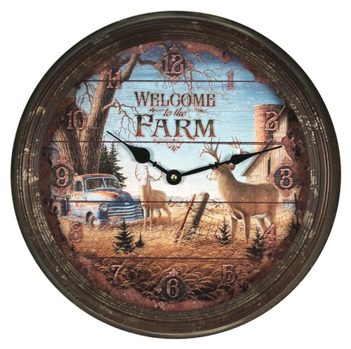 Rivers Edge Deer Nostalgic Metal Clock 15"