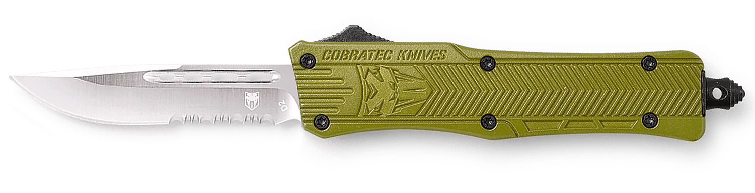 CobraTec CTK-1 Small OTF Knife - D2 Steel, OD Green