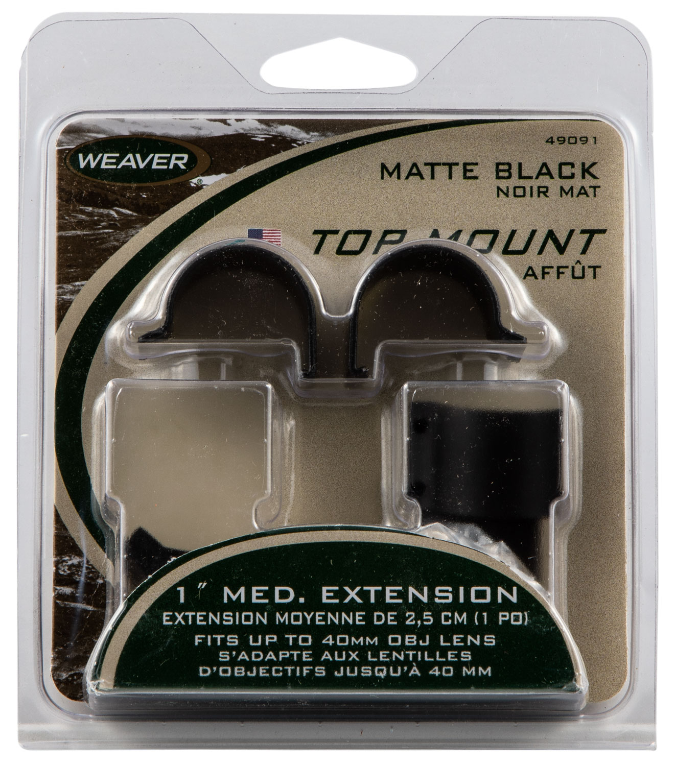 Weaver Detachable Top Mount Extension Rings 1" Medium