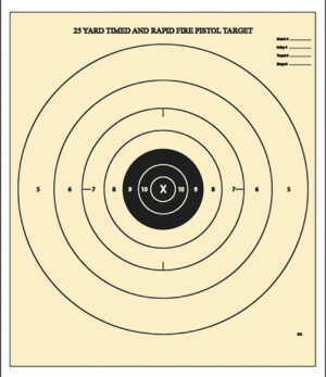 Action Target B8100 Competition NRA Time & Rapid Fire Bullseye Heavy Paper Hanging 25 yds Handgun 21" x 24" Black/White 100 Per Box