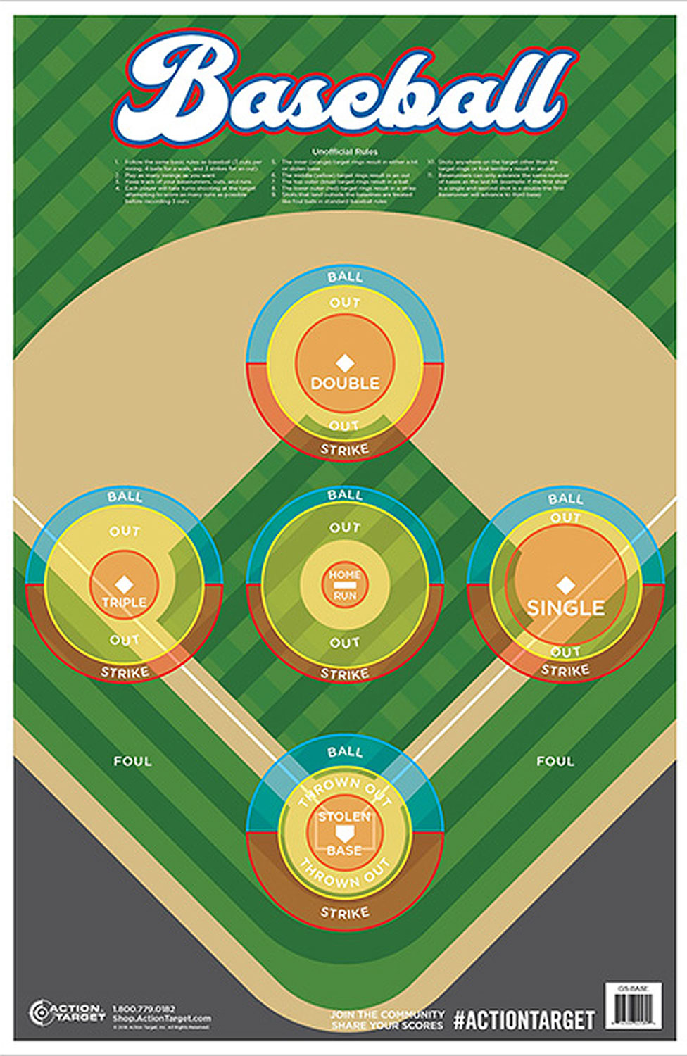 Action Target GSBASE100 Entertainment Ball Field Paper Hanging 23" x 35" Multi-Color 100 Per Box