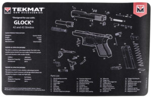 TekMat TEKR17GLOCK4243 Glock 42/43 Cleaning Mat Black/White Rubber 11"x17" Glock 42/43 Parts Diagram