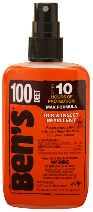 Ben's 00067080 100  Odorless Scent 3.40oz Spray Repels Ticks & Biting Insects Effective Up to 10 hrs