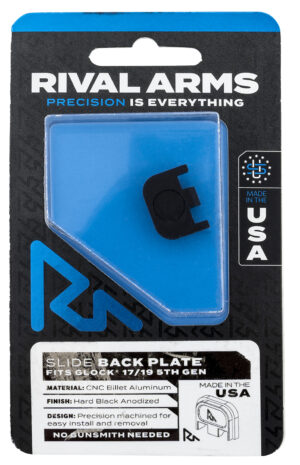 Rival Arms RA43G004A Slide Back Cover Plate  Double Stack Black Anodized Aluminum for Glock 17/19 Gen5