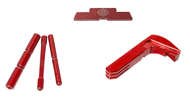 Cross Armory CRG4OKRD 3 Piece Kit Extended Compatible w/Glock Gen4 Red Anodized Steel/Aluminum Pistol