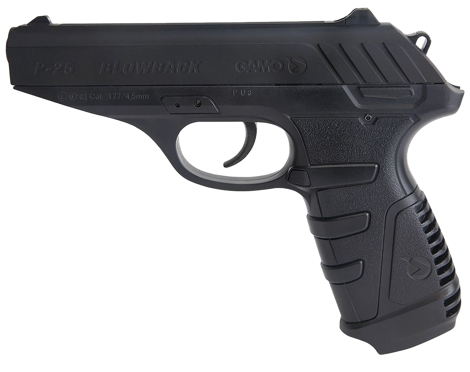 Gamo 611138054 P-25 Blowback Air Pistol CO2 177 16+1 Black Textured Polymer Grips