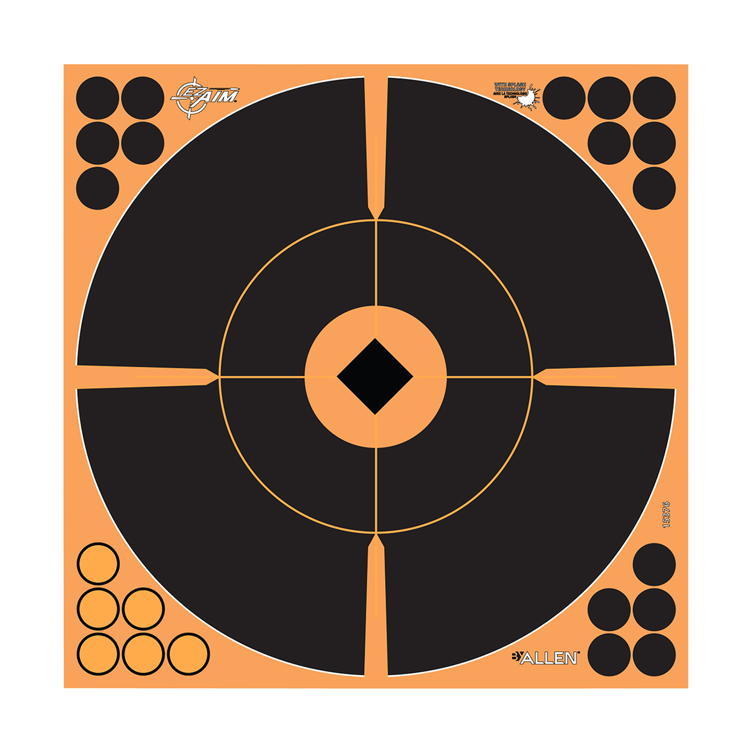EZ-Aim 15376 Splash Reactive Self-Adhesive Paper Black/Orange 12" Bullseye 5 Pack
