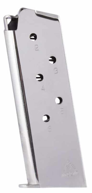 MEC-GAR 1911 Officers .45 ACP Nickel Magazine - 6 Rounds