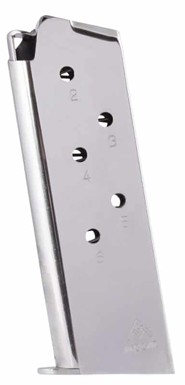 MEC-GAR 1911 Officers .45 ACP Nickel Magazine - 6 Rounds