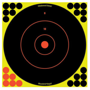 Birchwood Casey 34050 Shoot-N-C Reactive Target Self-Adhesive Paper Black/Yellow/Red 12" Bullseye 50 Pack