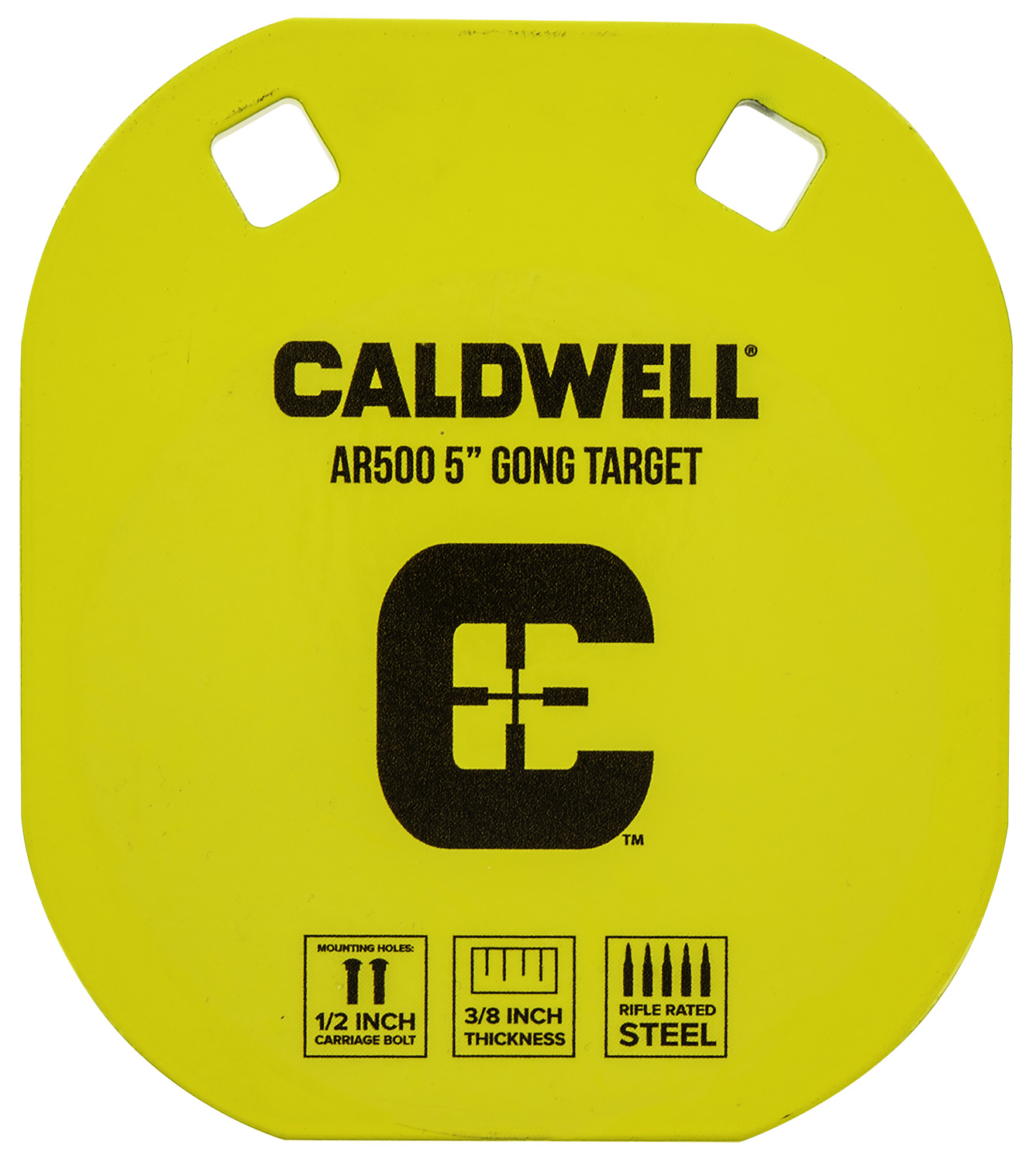 Caldwell 1116700 Gong 5" Yellow AR500 Steel 0.38" Thick Hanging