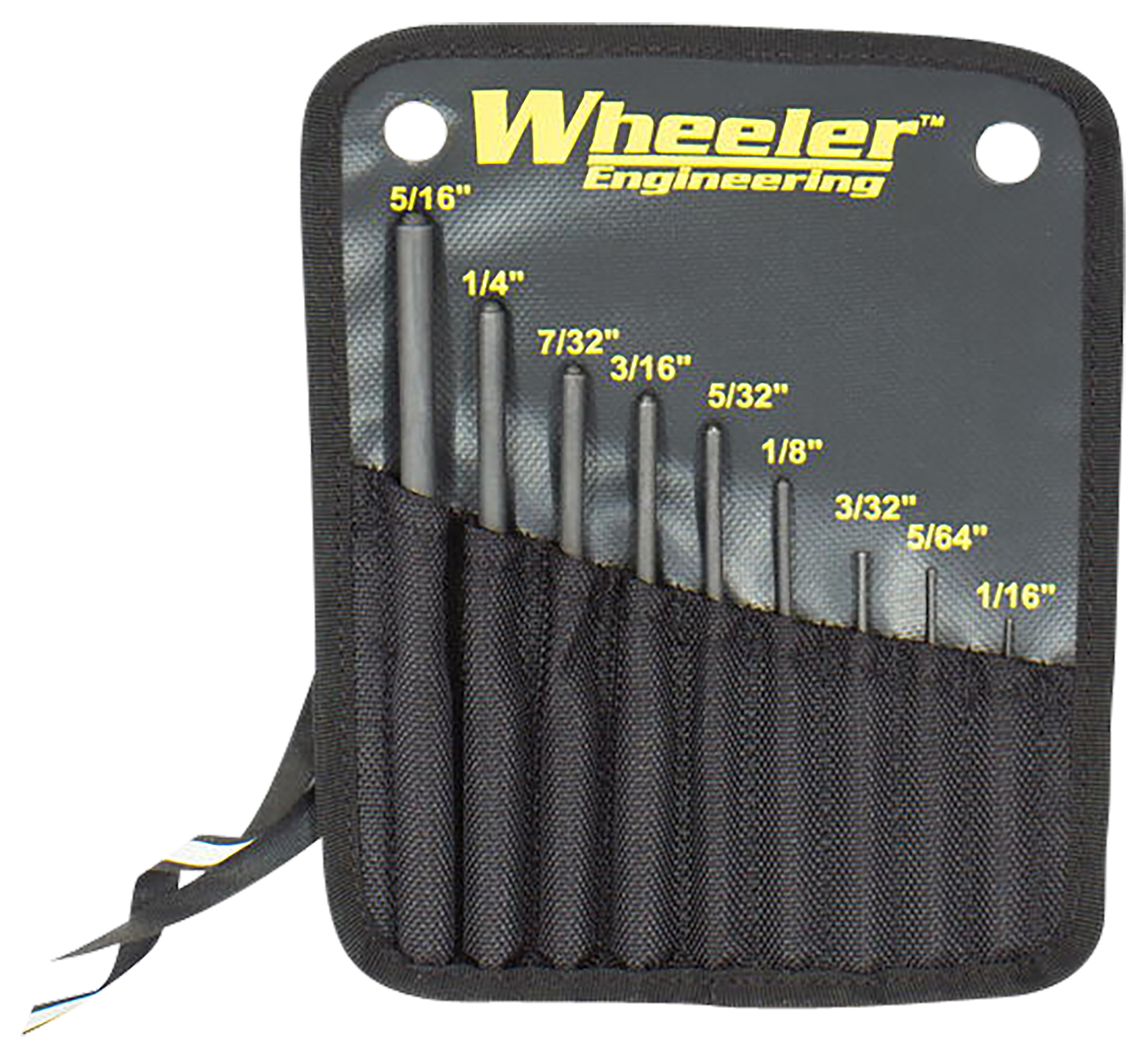 Wheeler Roll Pin Punch Set - 9 Pieces Black Steel