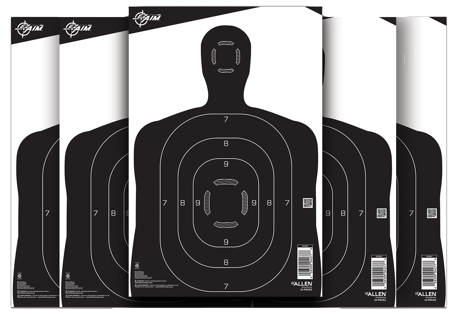 EZ-Aim 15447 Silhouette  Paper Hanging 12" x 18" Black/White 25 Per Pack