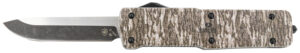 Templar Knife LZMOB321 Premium Weighted  Large 3.55" OTF Drop Point Plain Black Oxide Stonewashed D2 Steel Blade, 5.25" Mossy Oak Bottomland Aluminum Zinc Alloy Handle