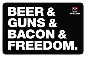 TekMat TEKR17BGBF  Cleaning Mat Black/White Rubber 11"x17" "Beer & Guns & Bacon & Freedom"
