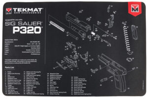 TekMat TEKR17SIGP320 Sig Sauer P320 Cleaning Mat Black/White Rubber 11"x17" Sig P320 Parts Diagram