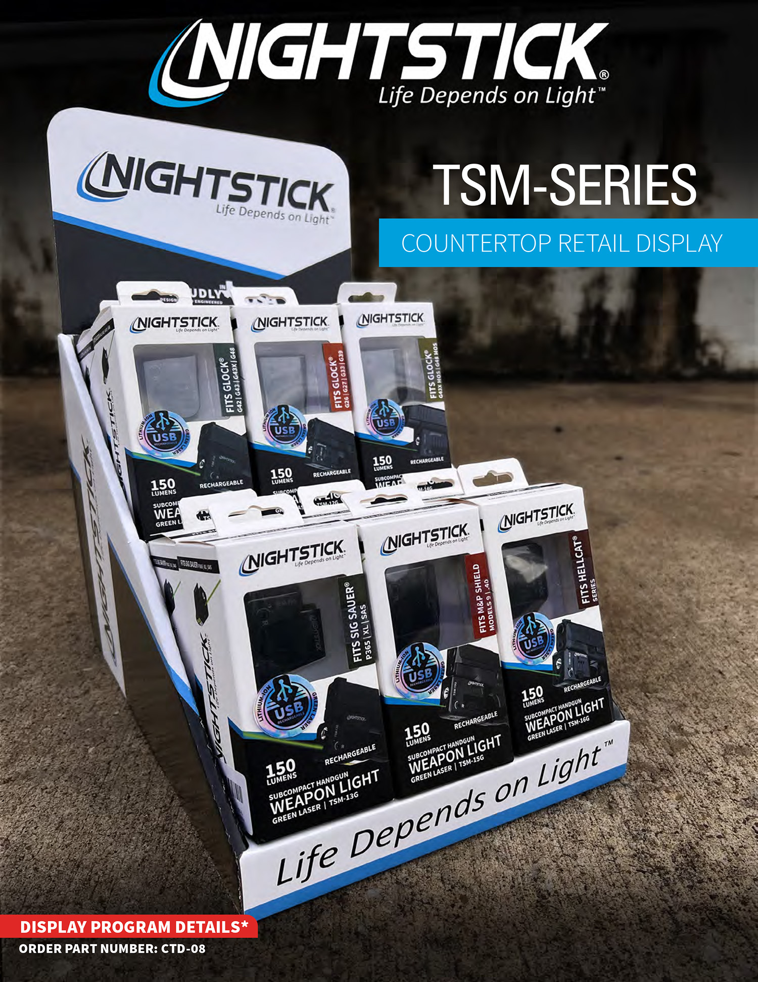 Nightstick TSM Weapon Light Display with Green Laser