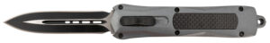 Steel River Knives A163BD Spartan  3.50" OTF Dagger Plain Black/Silver 440C SS Blade/ Gray w/Carbon Fiber Inlay Aluminum Zinc Alloy Handle