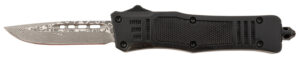 Steel River Knives MT616BRDAMDP Spartan  Mini 2.75" OTF Drop Point Plain Real Damascus 4.25"/ Black Aluminum Zinc Alloy Handle