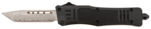 Steel River Knives MT616BRDAMT Spartan  Mini 2.75" OTF Tanto Plain Real Damascus/4.25" Black Aluminum Zinc Alloy Handle