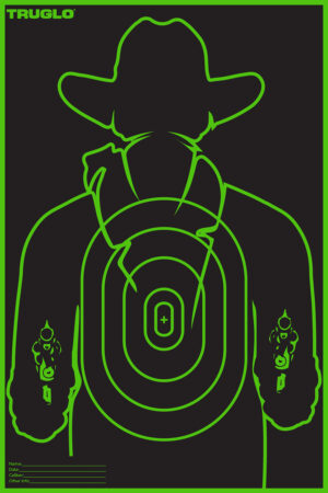TruGlo TG16A12B Tru-See Gunslinger Target Self-Adhesive Heavy Paper Black/Green 12"x18" Cowboy 12 Pack