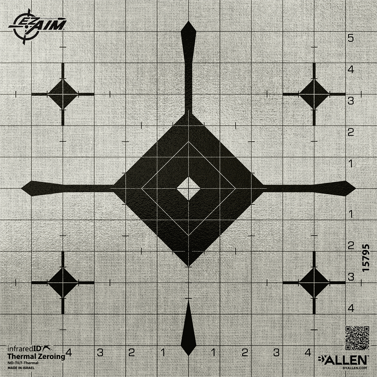 EZ-Aim 15795 Grid Bullseye Adhesive Thermal ID Bullseye Paper 12" x 12" Gray