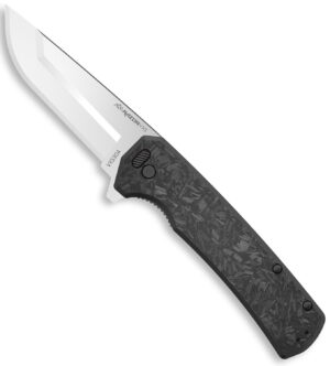Outdoor Edge VX530A Razor VX5 EDC 3" Folding Plain Satin 420J2 SS Blade, Black Carbon Fiber/G10 Handle