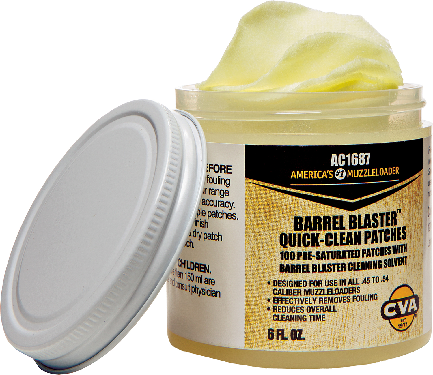 CVA AC1687 Barrel Blaster Quick Clean Patches 6 oz Cotton