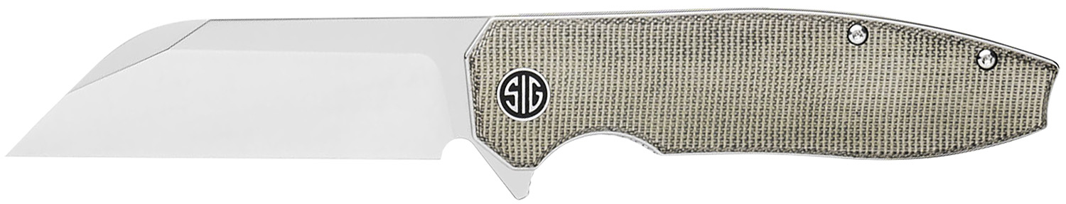 Sig Sauer Knives KA7SG Karak  3.25" Folding Wharncliffe Plain Black PVD Nitro-V Blade, 4" Green Canvas Micarta Handle