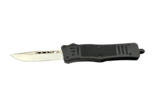 Steel River Knives MT616BULD2DP MT616 Ultralight Mini 2.75" OTF Drop Point Plain Polished D2 Steel Blade, 4.25" Black Aluminum Handle