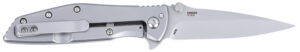CRKT 7600 SLAG EDC 2.95" Folding Plain Bead Blasted D2 Steel Blade, Stainless Steel Handle