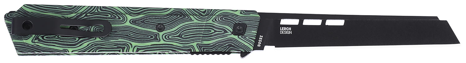 CRKT 3850G Zephyr EDC 3.22" Folding Sheepsfoot Plain Black TiNi 14C28N Steel Blade, Marbled Black/Green G10 Handle
