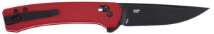 CRKT 7075R Q Compact 3.05" Folding Drop Point Plain Black Oxide 14C28N Steel Blade, Red Textured GRN Handle
