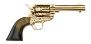 Pietta PFI45KOP434EP Keeper Of The Plains 45 Colt (Long Colt) 6 Shot 4.75" Ultra Black Engraved w/Eagle Feather Grip