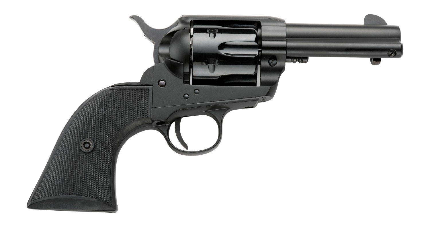 Pietta PFI38ALLOYAS312CB 38 Super 6 Shot 3.50" Matte Black Steel Frame & Barrel, Black Checkered Grip