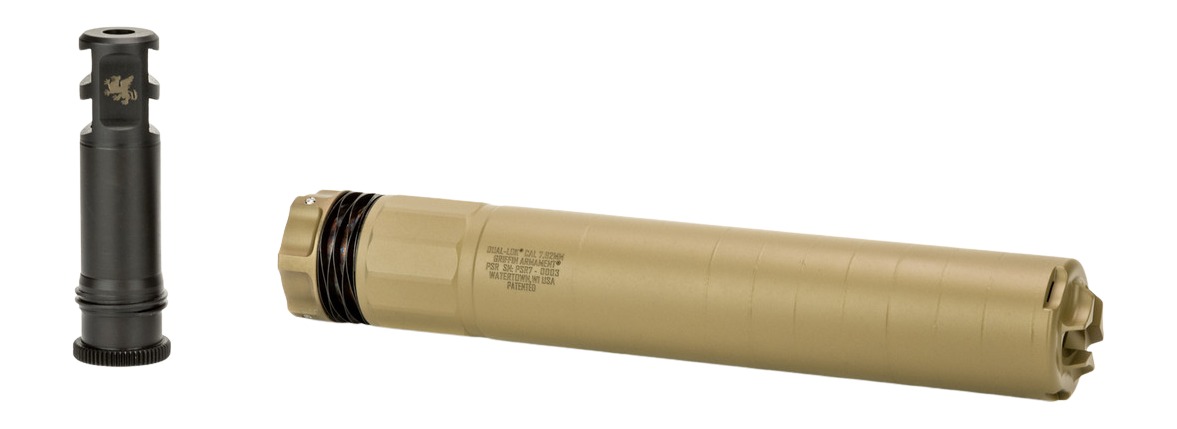 Griffin Armament Dual-Lok PSR 7 FDE Suppressor 7.62MM