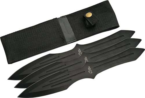 SZCO Rite Edge 9.75" Black Throwing Knife Set with Sheath