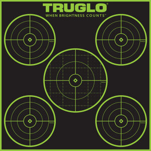 TruGlo TG11A12 Tru-See 5-Bull Target Self-Adhesive Heavy Paper Black/Green 12"x12" 5-Bullseye 12 Pack