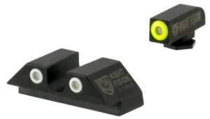 Night Fision GLK003007YGW Tritium Night Sights For Glock  Green Tritium Yellow Outline Front Sight- Green Tritium White Outline Rear Sight Glock 42/43/43X