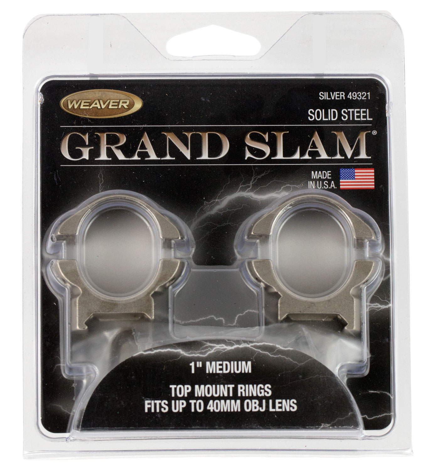Weaver Grand Slam Silver 1" Medium Scope Rings
