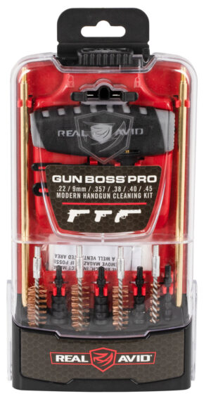 Real Avid AVGBPROP Gun Boss Cleaning Kit Multi-Caliber Pistol Firearm Slotted Tip 12.50" Long Bronze Bristles Includes Case